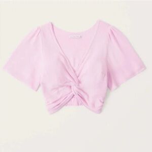 Abercrombie & Fitch Soft Pink Knotted Crop Top